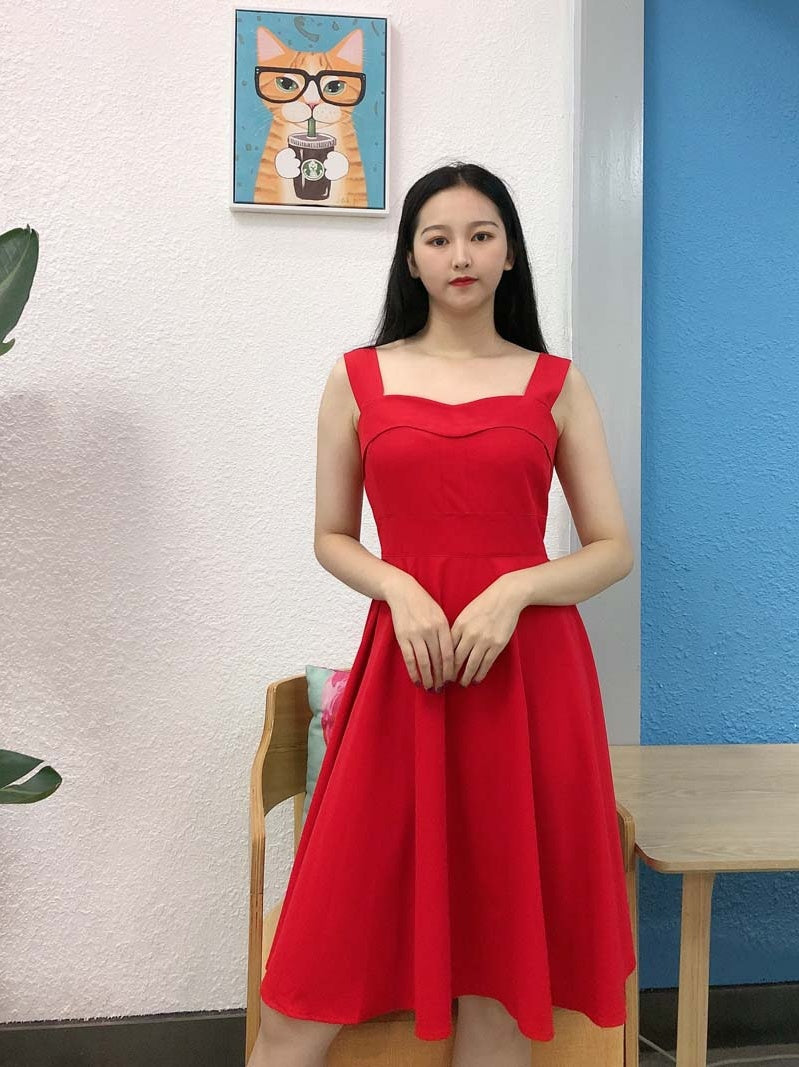European Retro High-waisted Puffy Dress