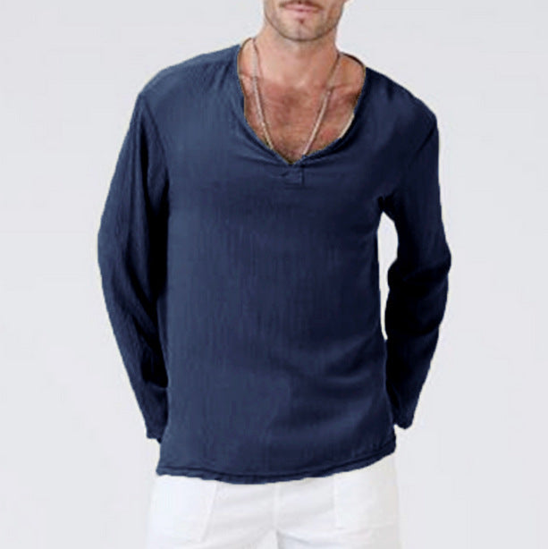 Cotton And Linen Ethnic Style Men's T-shirt Men