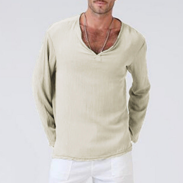 Cotton And Linen Ethnic Style Men's T-shirt Men
