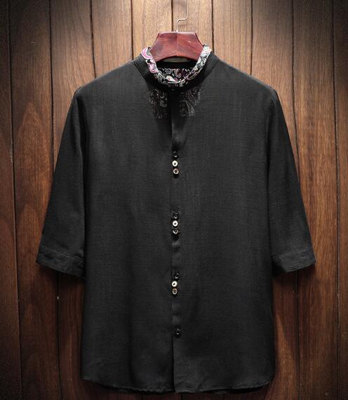 Japanese linen cropped sleeve men