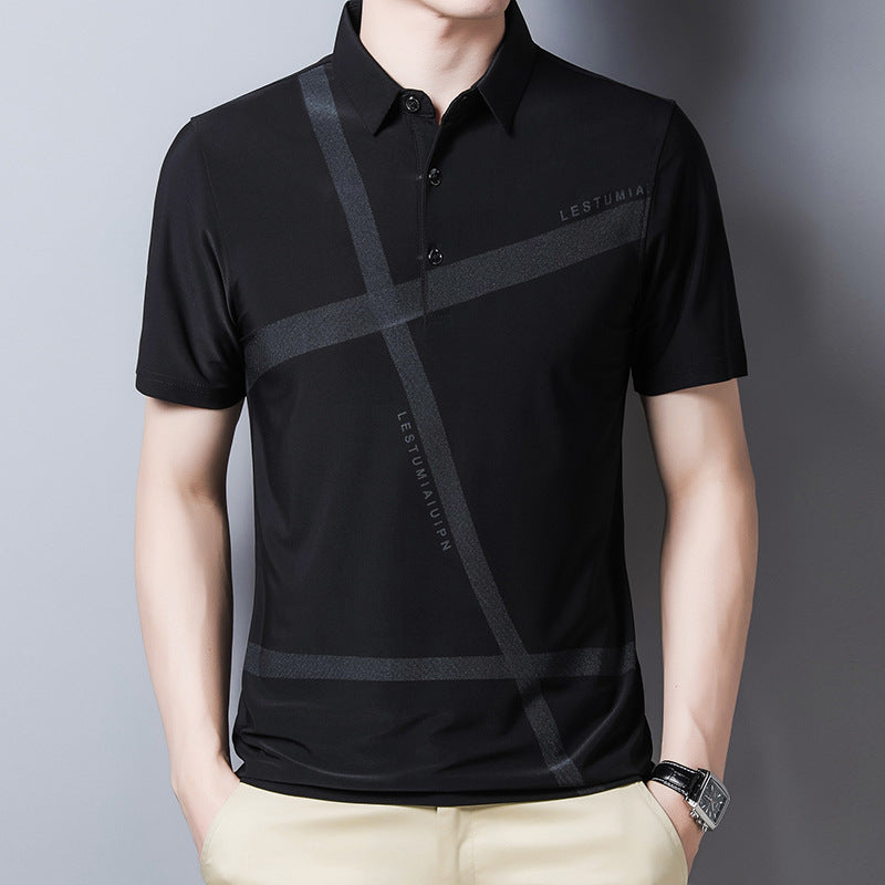 Ice Silk Casual Half Sleeve Polo Shirt