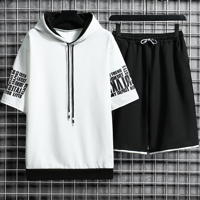 Loose Short-sleeved Hooded Sweater