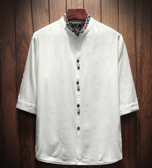 Japanese linen cropped sleeve men