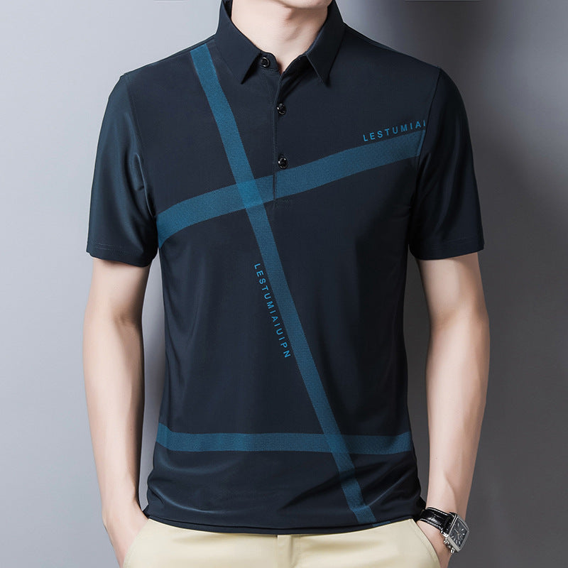 Ice Silk Casual Half Sleeve Polo Shirt