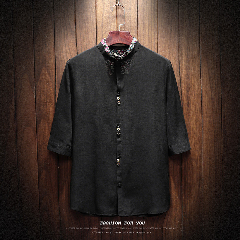 Japanese linen cropped sleeve men