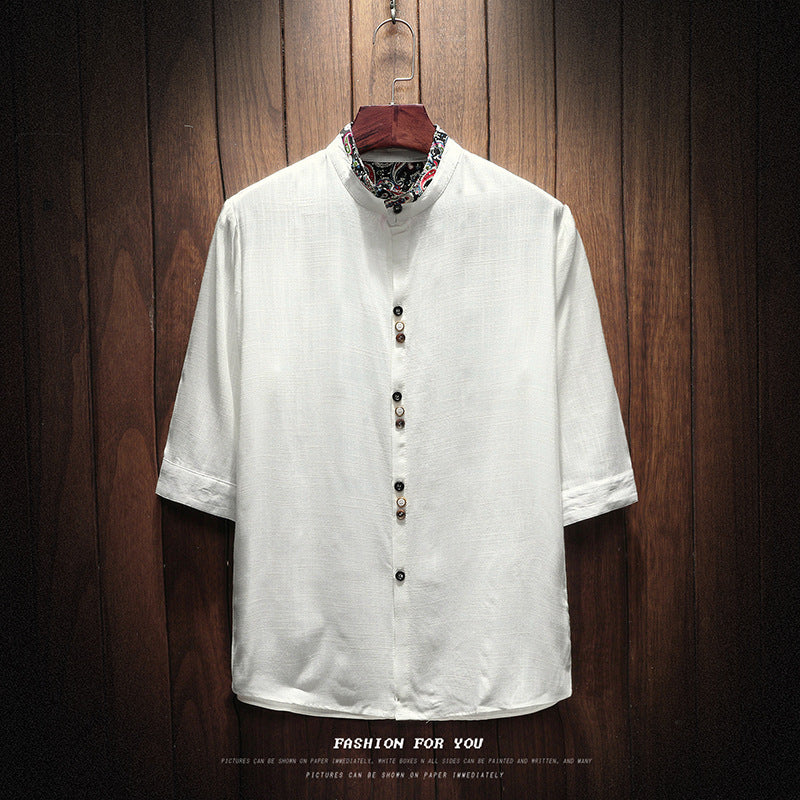 Japanese linen cropped sleeve men