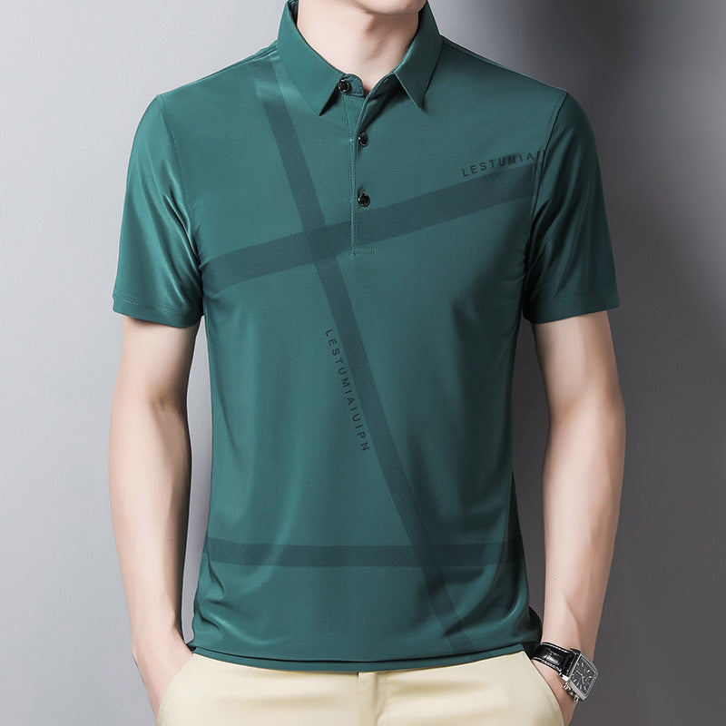 Ice Silk Casual Half Sleeve Polo Shirt