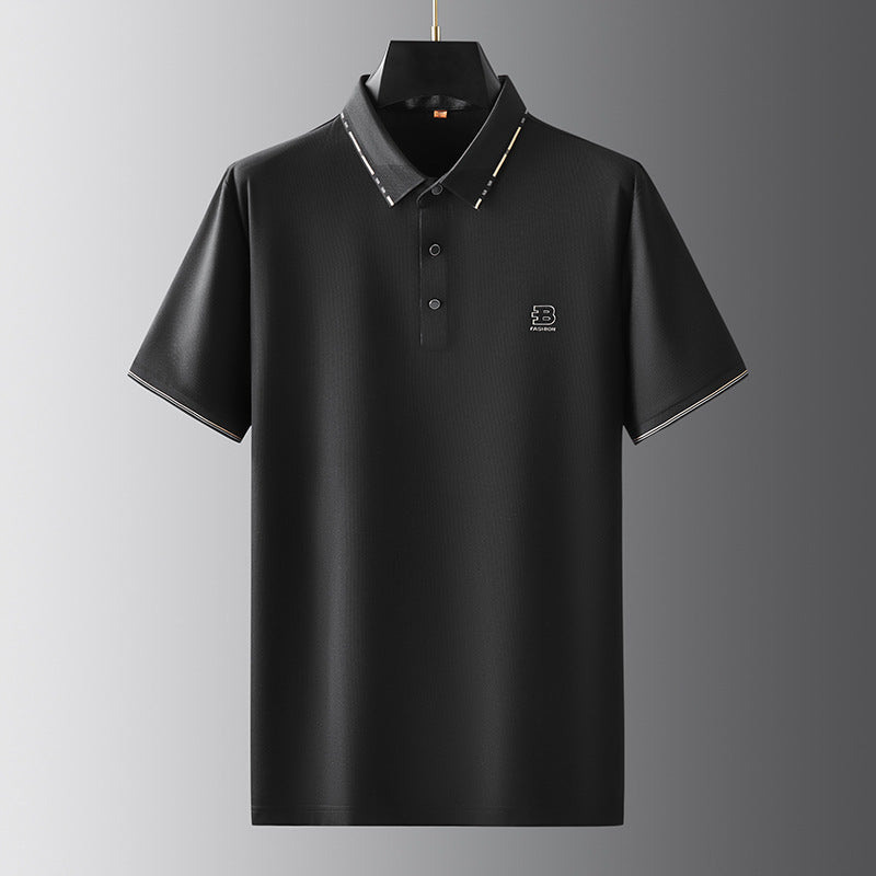 Men's Plus-sized Plus-sized Loose Lapels Polo Shirt Ice Silk Short Sleeve