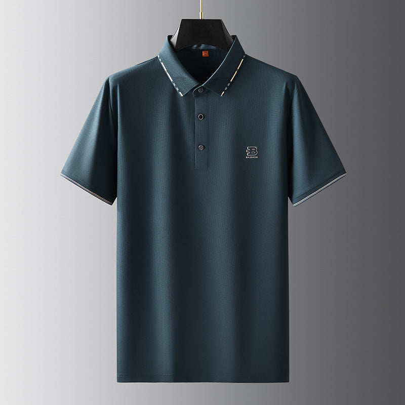 Men's Plus-sized Plus-sized Loose Lapels Polo Shirt Ice Silk Short Sleeve