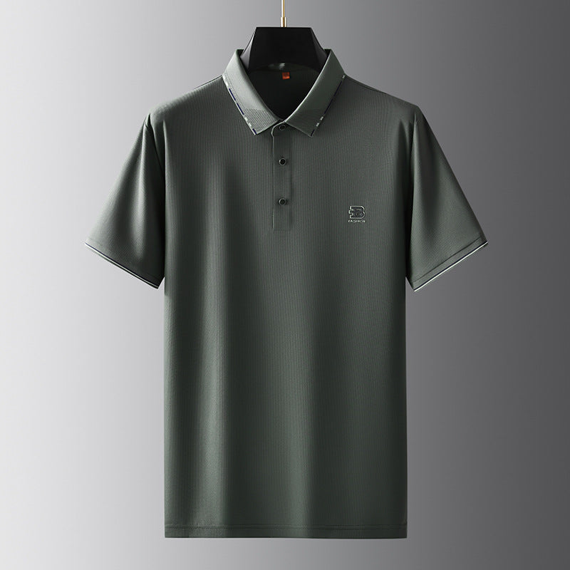 Men's Plus-sized Plus-sized Loose Lapels Polo Shirt Ice Silk Short Sleeve