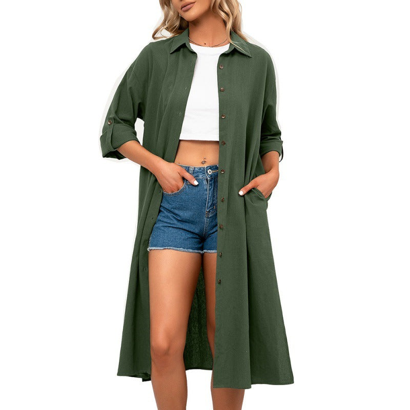 Women's Casual Long Shirt With Split Hem