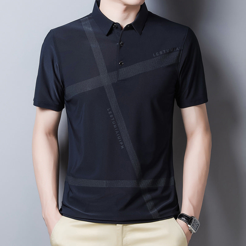 Ice Silk Casual Half Sleeve Polo Shirt