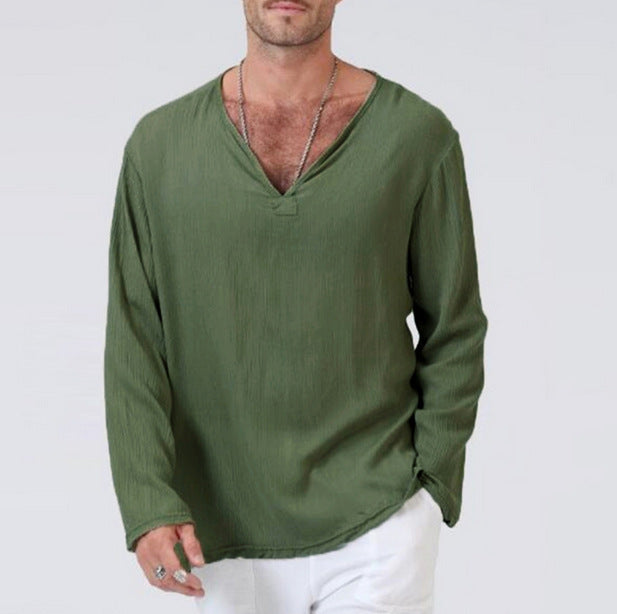 Cotton And Linen Ethnic Style Men's T-shirt Men