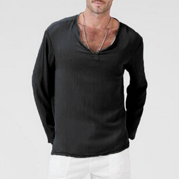 Cotton And Linen Ethnic Style Men's T-shirt Men
