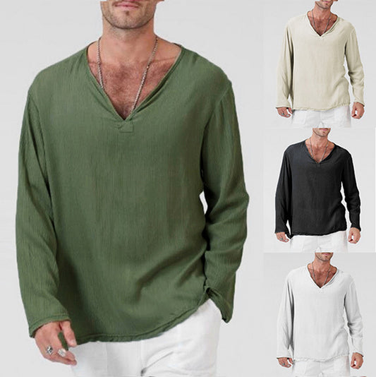Cotton And Linen Ethnic Style Men's T-shirt Men