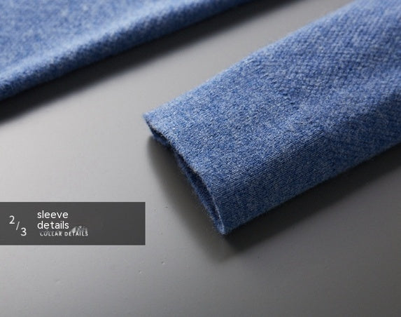 Solid Color Men's Polo Collar Thick Cashmere Sweater Loose Casual Knitted Bottoming Shirt
