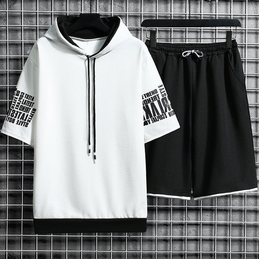 Loose Short-sleeved Hooded Sweater