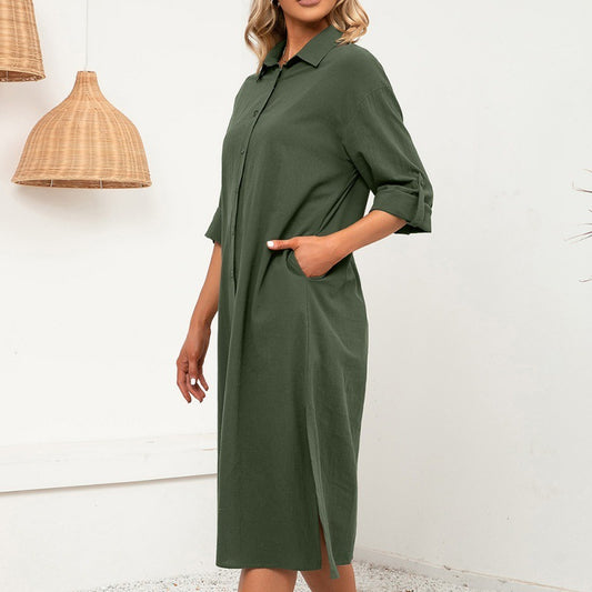 Women's Casual Long Shirt With Split Hem