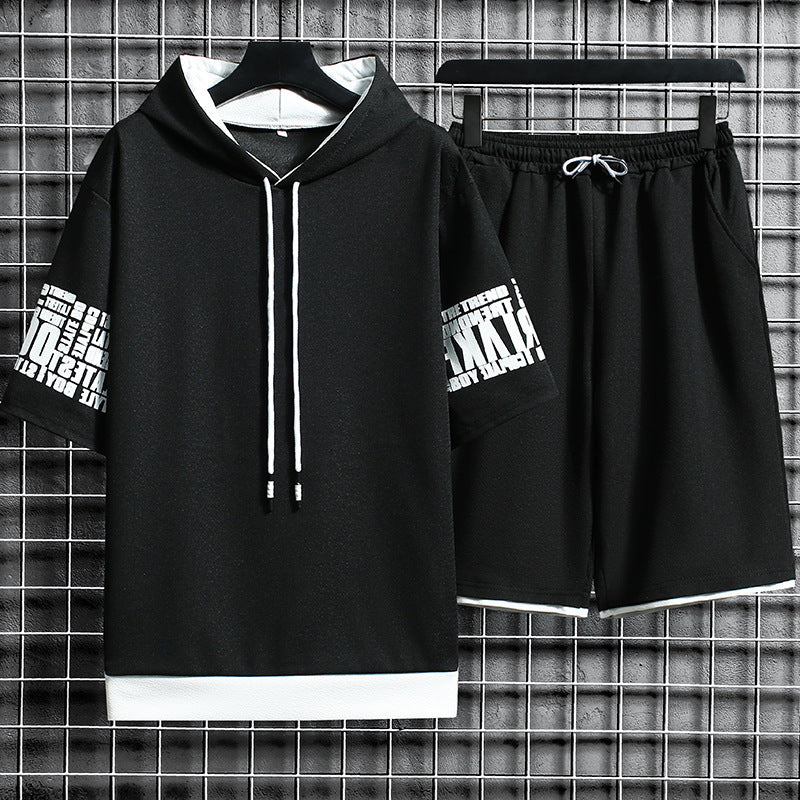 Loose Short-sleeved Hooded Sweater