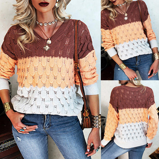 New V-Neck Long-Sleeved Sweater