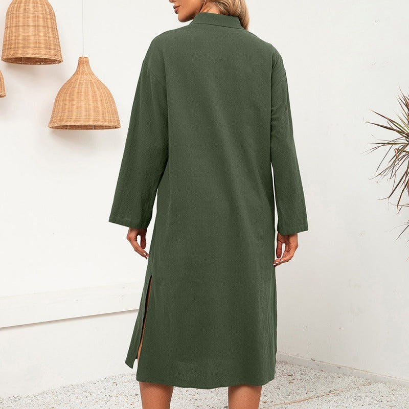 Women's Casual Long Shirt With Split Hem