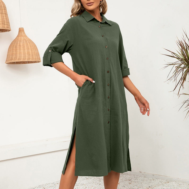 Women's Casual Long Shirt With Split Hem
