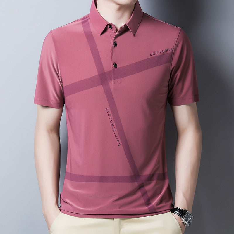 Ice Silk Casual Half Sleeve Polo Shirt
