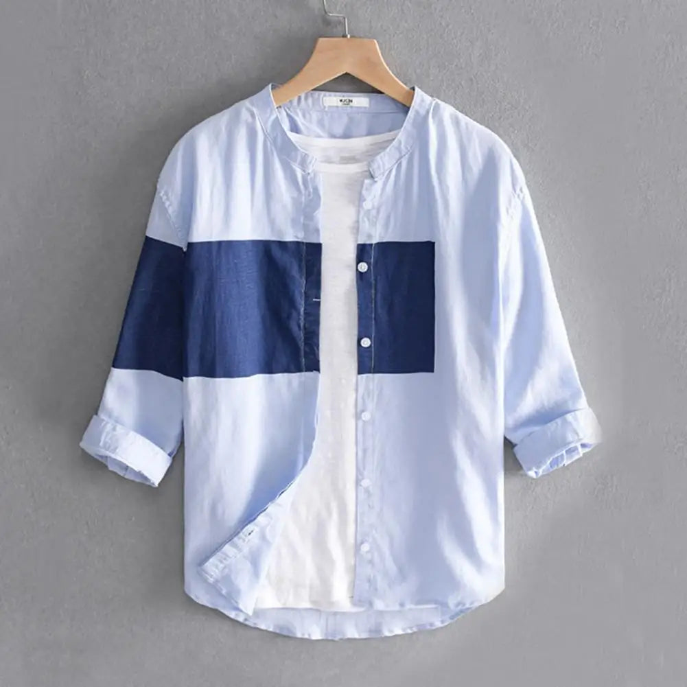 Casual Three-quarter Sleeve Men Shirt
