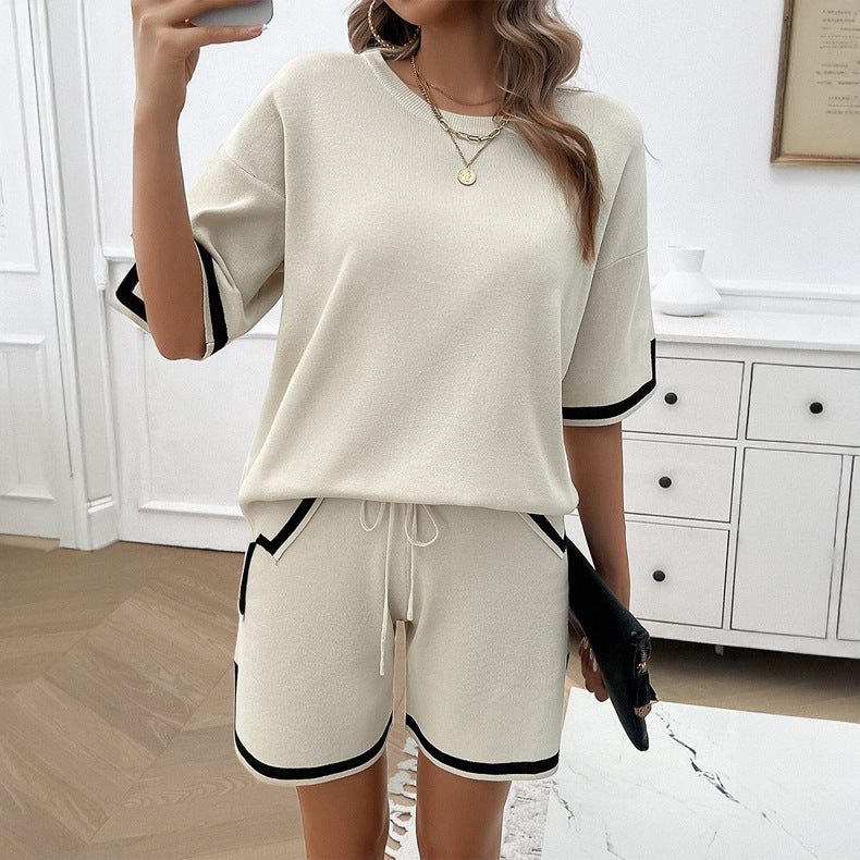 Round Neck Temperament Leisure Sweater Suit