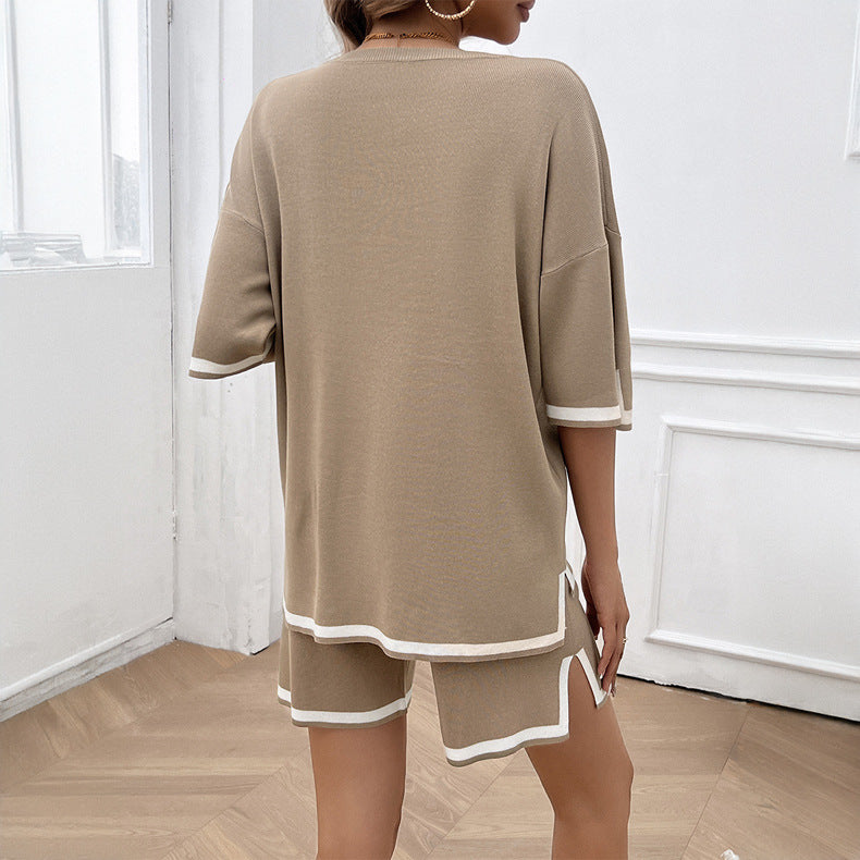 Round Neck Temperament Leisure Sweater Suit