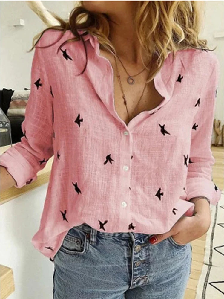 Polka Dot Cotton Linen Shirt
