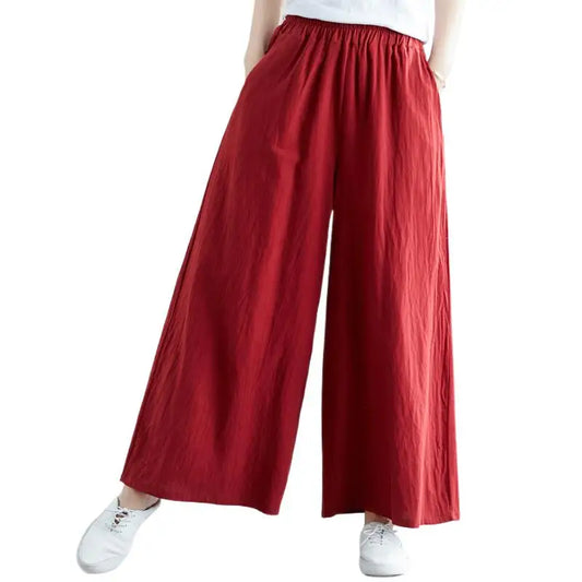 casual linen cotton pants wide leg Plus size trousers