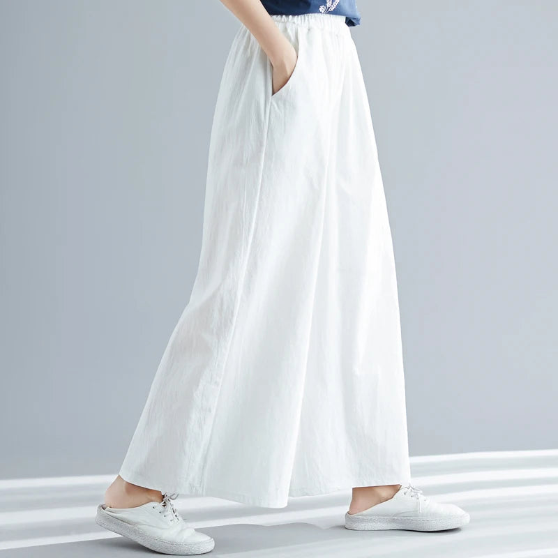 casual linen cotton pants wide leg Plus size trousers