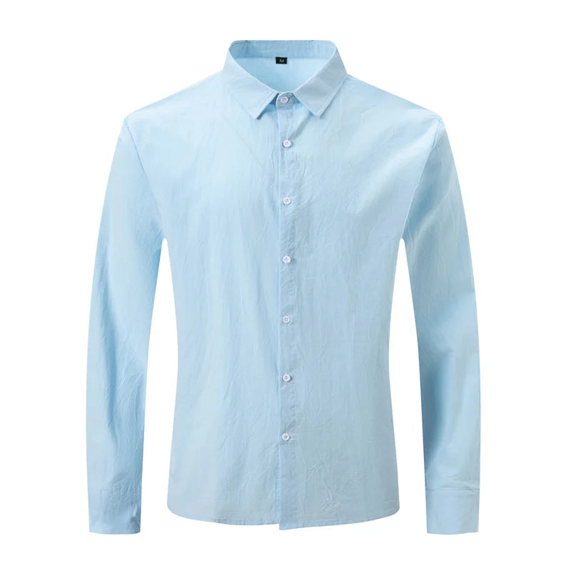 Men's Linen Long-Sleeved Shirts - 100%Cotton