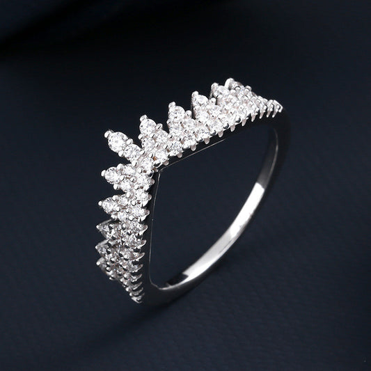 Diamond Crown Ring Creative Simple Temperament Female Ring