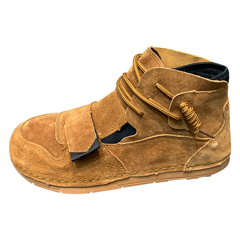 High Top Trendy Men Leather Velcro Shoes