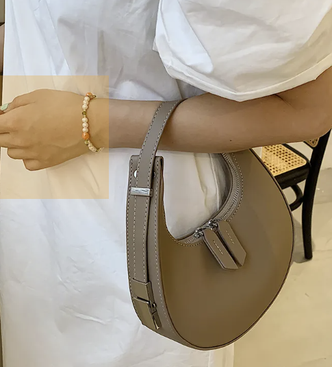Crescent Leather Small Bag Underarm Bag Moon Bag Portable Shoulder Bag