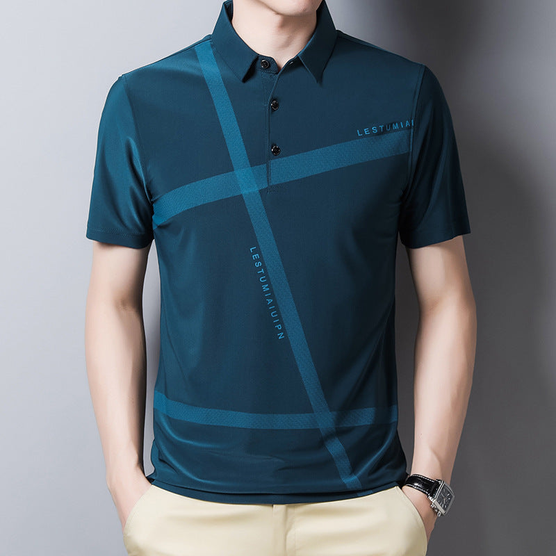 Ice Silk Casual Half Sleeve Polo Shirt