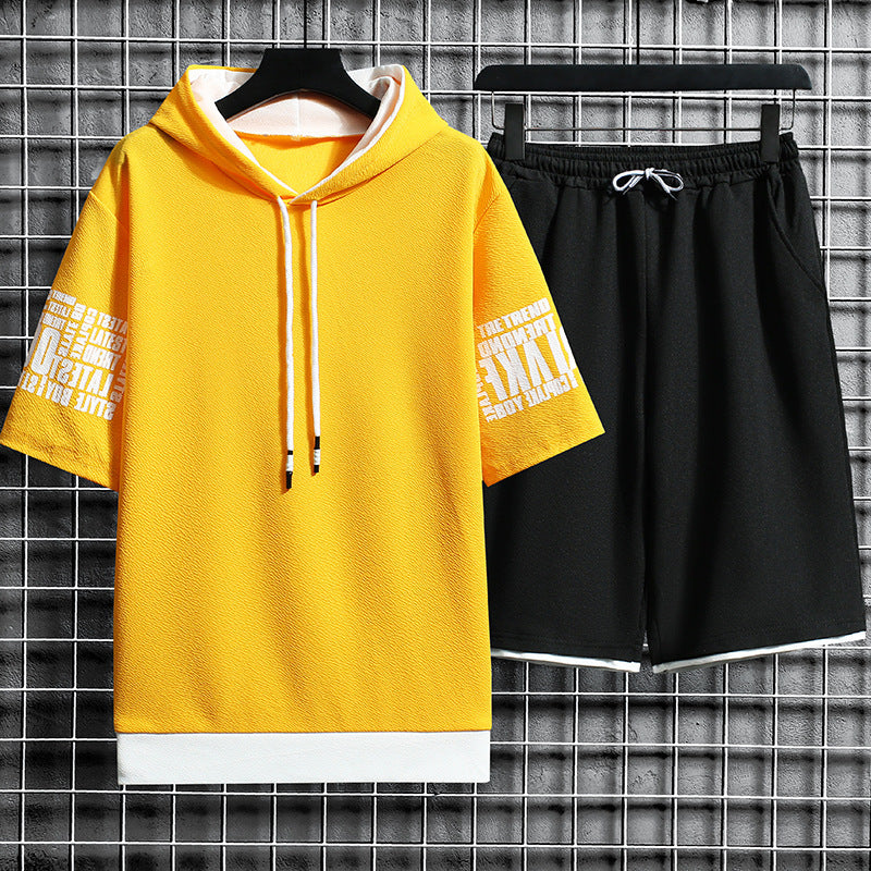 Loose Short-sleeved Hooded Sweater